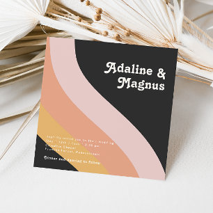 Moderne Retro 70's regenboogdonkerplein huwelijk Kaart