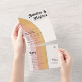 Moderne Retro 70's regenboogzegel en Verstuur All In One Uitnodiging (Afscheurbaar)