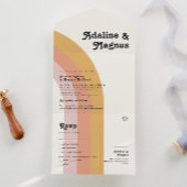 Moderne Retro 70's regenboogzegel en Verstuur All In One Uitnodiging