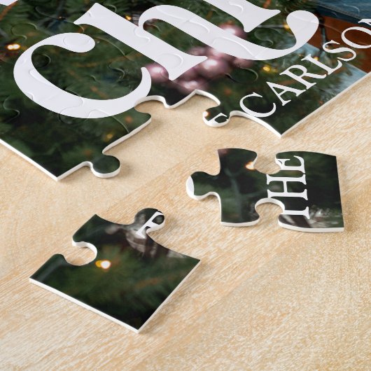 Moderne retro aangepaste foto vrolijke kerst legpuzzel (Zijkant)