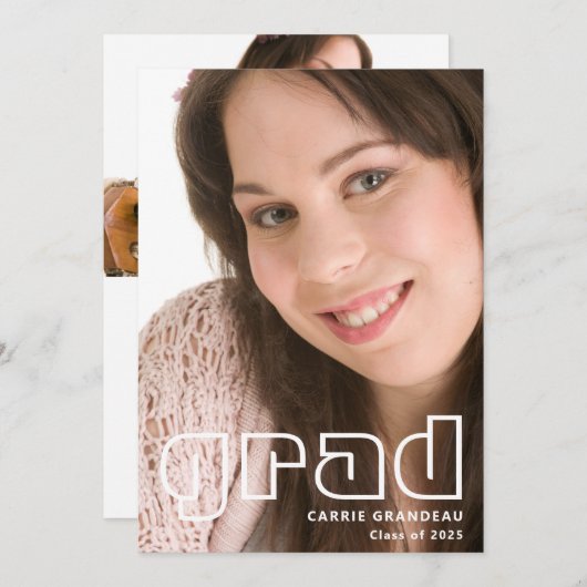 Moderne retro | Aankondiging foto-Afstudeerder (Voorkant / Achterkant)