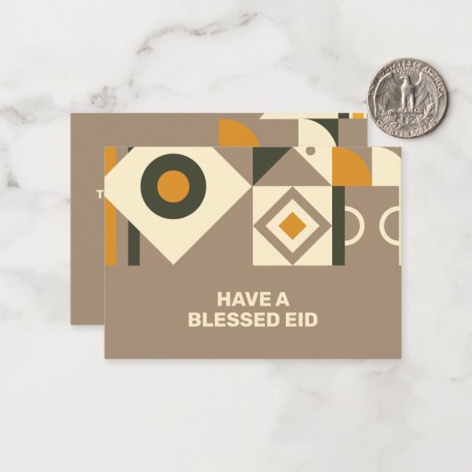 Moderne Retro Aardetone Geometrische Eid Notitieka Notitiekaartje (Voorkant / Achterkant in situ)