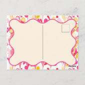 Moderne Retro Abstract Roze Baby shower Uitnodigin Briefkaart (Achterkant)