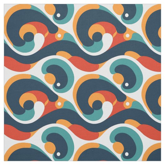 Moderne Retro Abstracte Groovy Stof (Swatch)
