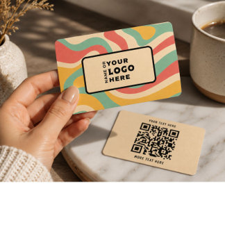 Moderne Retro Abstracte QR Code Zakelijke Kaart Visitekaartje