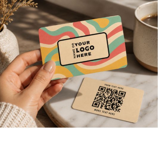 Moderne Retro Abstracte QR Code Zakelijke Kaart Visitekaartje
