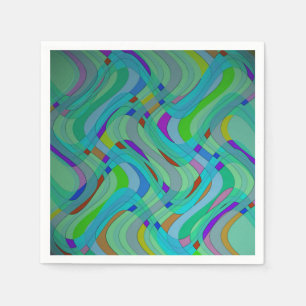 Moderne Retro Abstracte Vormgeving in Groen en Bla Servet