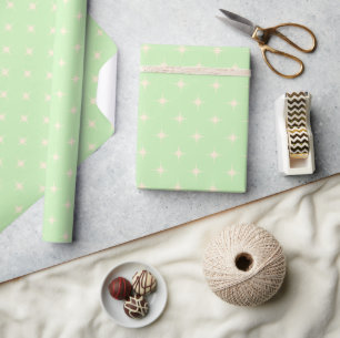 Moderne Retro Baby Groene Atoomsterren Cadeaupapier
