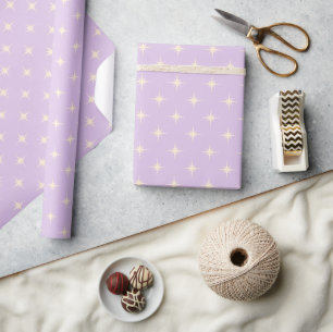 Moderne Retro Baby Paarse Atoomsterren Cadeaupapier
