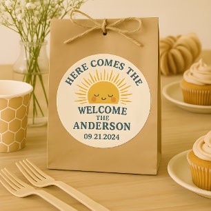 Moderne Retro Baby Shower Aanpasbare Sticker 
