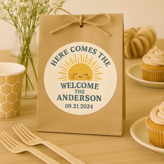 Moderne Retro Baby Shower Aanpasbare Sticker