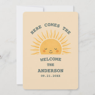 Moderne Retro Baby Shower Aanpasbare Sticker Kaart