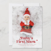 Moderne retro baby's eerste kerstfoto feestdagenkaart (Voorkant)