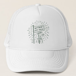 Moderne Retro Bachelor Party Last Swing Golf Groen Trucker Pet