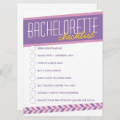 Moderne Retro Bachelorette Checklist Kaart (paarse (Voorkant / Achterkant)