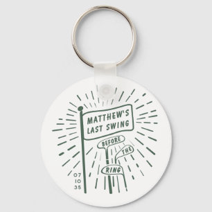 Moderne Retro Bachelorparty Laatste Swing Golf Gro Sleutelhanger