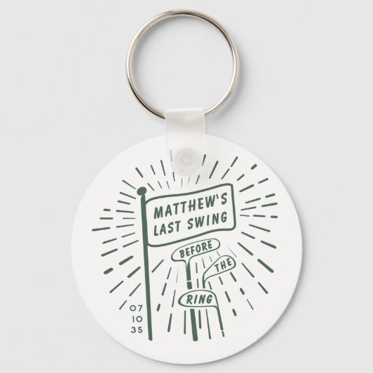 Moderne Retro Bachelorparty Laatste Swing Golf Gro Sleutelhanger (Voorkant)