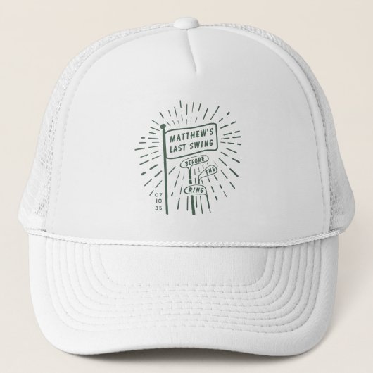 Moderne Retro Bachelorparty Laatste Swing Golf Gro Trucker Pet (Voorkant)