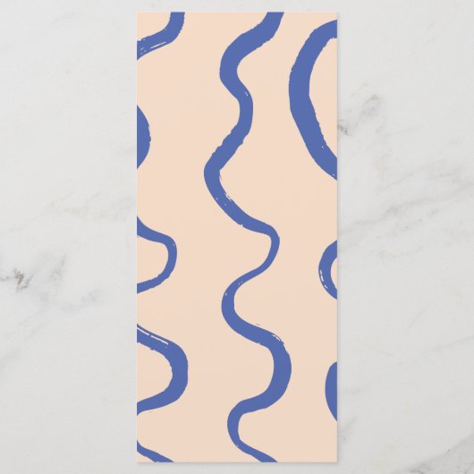 Moderne Retro Blauw & Beige 'Let's Eat!' Bruiloft Menu (Achterkant)