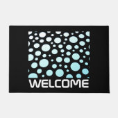 Moderne Retro Blauw & Wit Ombre Polka Dots Zwart Deurmat (Voorkant)