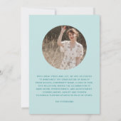 Moderne Retro Blauwgroen Typografie Foto Afstudere Aankondiging (Achterkant)