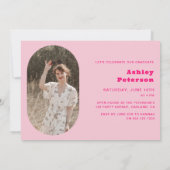 Moderne Retro Blob Roze Typografie Foto Afstudeerf Kaart (Achterkant)