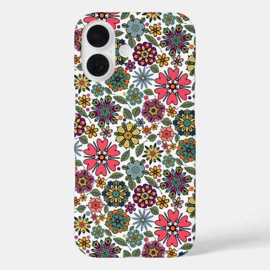 Moderne Retro Bloem Tekening Naadloos Patroon Kuns Case-Mate iPhone Case (Achterkant)