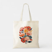 Moderne  Retro Bloemen Boeket Canvas tas (Achterkant)