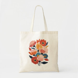 Moderne  Retro Bloemen Boeket Canvas tas