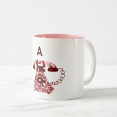 Moderne Retro Bloemen Hand getrokken Roze Telefoon Tweekleurige Koffiemok (Voorkant rechts)