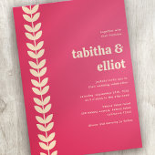 Moderne Retro Bloemen Roze Cream Bruiloft Kaart