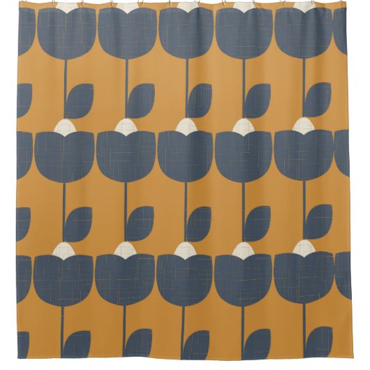 Moderne retro bloemen: Scandinavisch geometrisch. Douchegordijn (Voorkant)