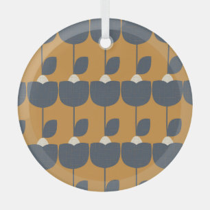 Moderne retro bloemen: Scandinavisch geometrisch. Glas Ornament