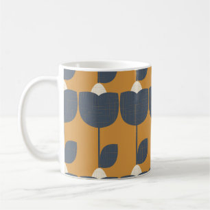 Moderne retro bloemen: Scandinavisch geometrisch. Koffiemok