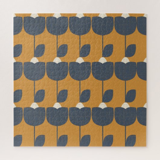 Moderne retro bloemen: Scandinavisch geometrisch. Legpuzzel (Verticaal)
