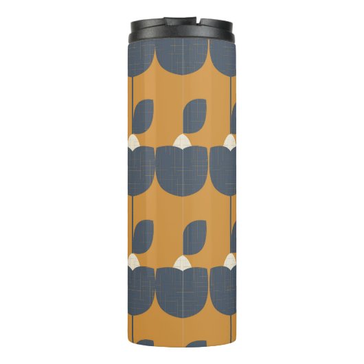 Moderne retro bloemen: Scandinavisch geometrisch. Thermosbeker (Achterkant)