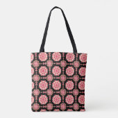 Moderne Retro Bloemenbehangpatroon Schoudertas Tote Bag (Achterkant)