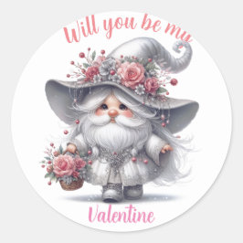 Moderne retro bloemenmand schattige valentijn kabo ronde sticker
