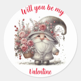 Moderne retro bloemenmand schattige valentijn kabo ronde sticker