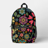 Moderne Retro Bloementekening Naadloze Patroonkuns Bedrukte Rugzak (Voorkant)