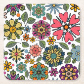Moderne Retro Bloementekening Naadloze Patroonkuns Kartonnen Onderzetters (Voorkant)