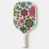 Moderne Retro Bloementekening Naadloze Patroonkuns Pickleball Paddle (Voorkant)