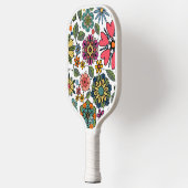 Moderne Retro Bloementekening Naadloze Patroonkuns Pickleball Paddle (Links)