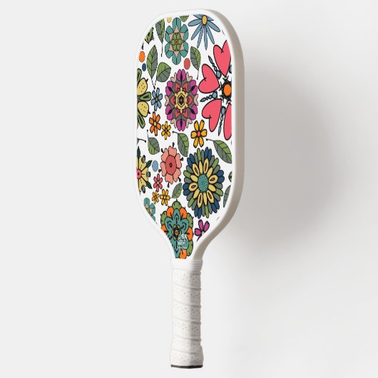 Moderne Retro Bloementekening Naadloze Patroonkuns Pickleball Paddle (Links)