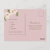 Moderne Retro Blush Peony Bloemen Huwelijk RSVP Briefkaart (Achterkant)