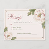 Moderne Retro Blush Peony Bloemen Huwelijk RSVP Briefkaart (Voorkant)