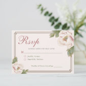 Moderne Retro Blush Roze Pioen Bloemen Huwelijk RS RSVP Kaartje (Staand voorkant)