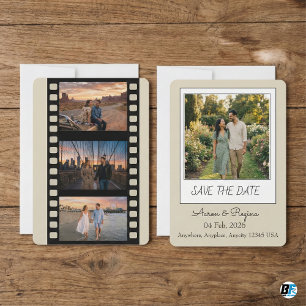 Moderne Retro & Boho Film Foto Bruiloft Save The Date
