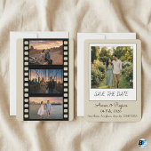 Moderne Retro & Boho Film Foto Bruiloft Save The Date