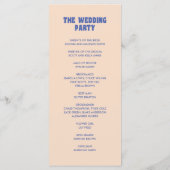 Moderne Retro & Bold Blauw Beige bruiloft Programmakaart (Achterkant)